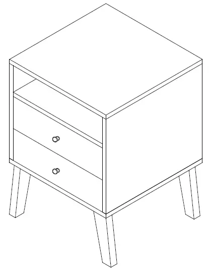 TAOHFE CL-CT4653WH 2-Drawer White Modern Bedside Table