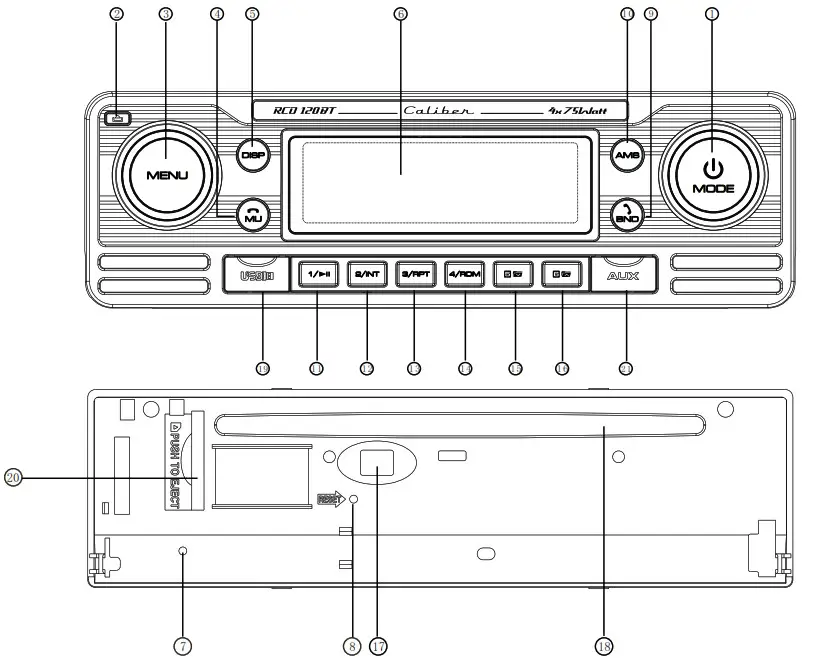 CALIBER RCD 120 BT Car Audio - LAYOUT