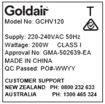 Goldair GCHV120 75cm Industrial High Velocity Pedestal Fan - sambol 1