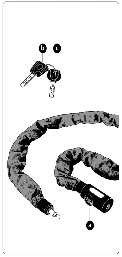 hama 00178116 Bicycle Chain Lock with Illuminated Key - Package contents