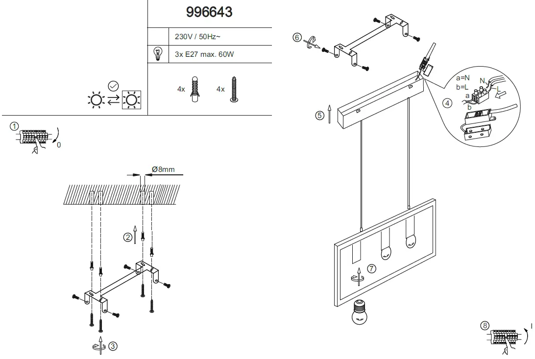 Leuchten Direkt 996643 - FRAME 3 light the Pendellampe 1