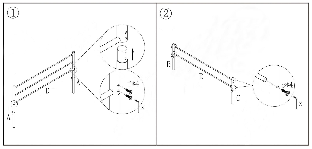 GOJANE 628G 83 07 Inch W Black Queen Metal Platform Bed - fig