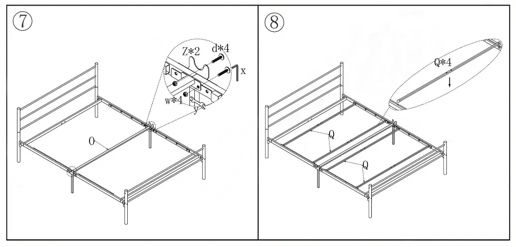 GOJANE 628G 83 07 Inch W Black Queen Metal Platform Bed - fig4