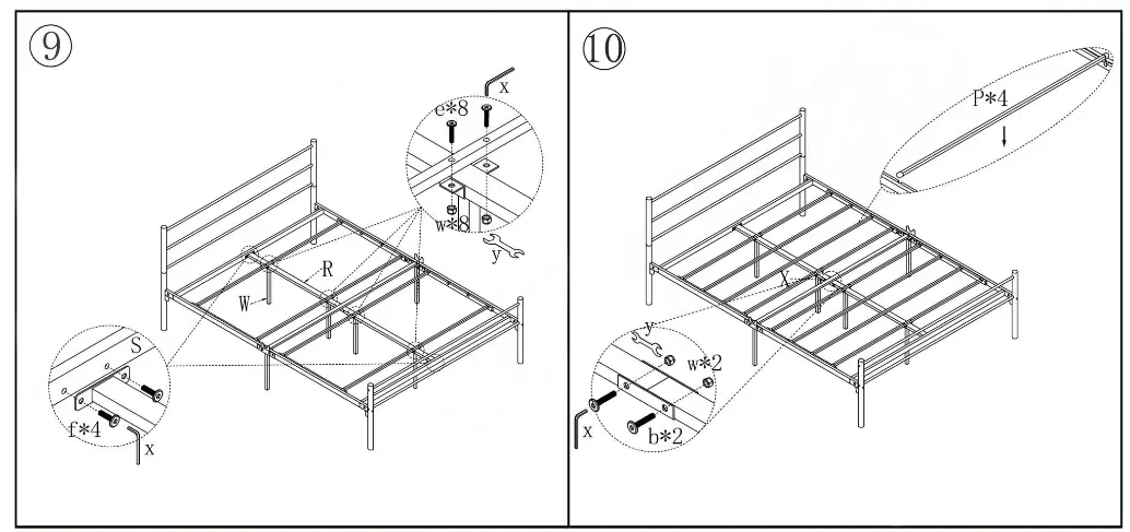 GOJANE 628G 83 07 Inch W Black Queen Metal Platform Bed - fig5
