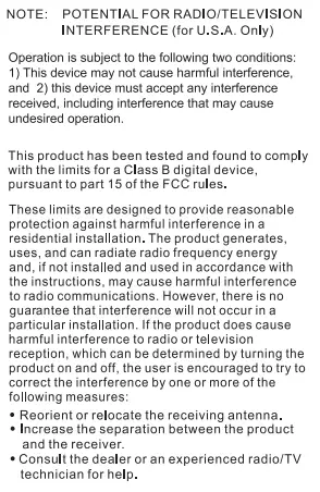 FCC STATEMENT