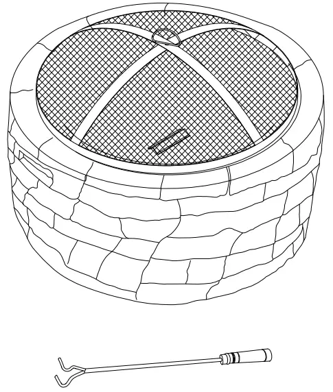 SUNJOY GROUP A301016300 Normandie Stone 26-Inch Round Steel Wood Burning Firepit-fig1