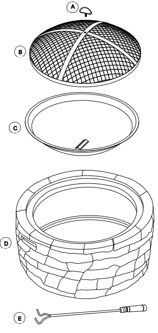 SUNJOY GROUP A301016300 Normandie Stone 26-Inch Round Steel Wood Burning Firepit-fig4