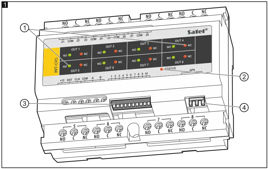 Satel INT-IORS DIN Rail-Mounted Zone and Output Expander -