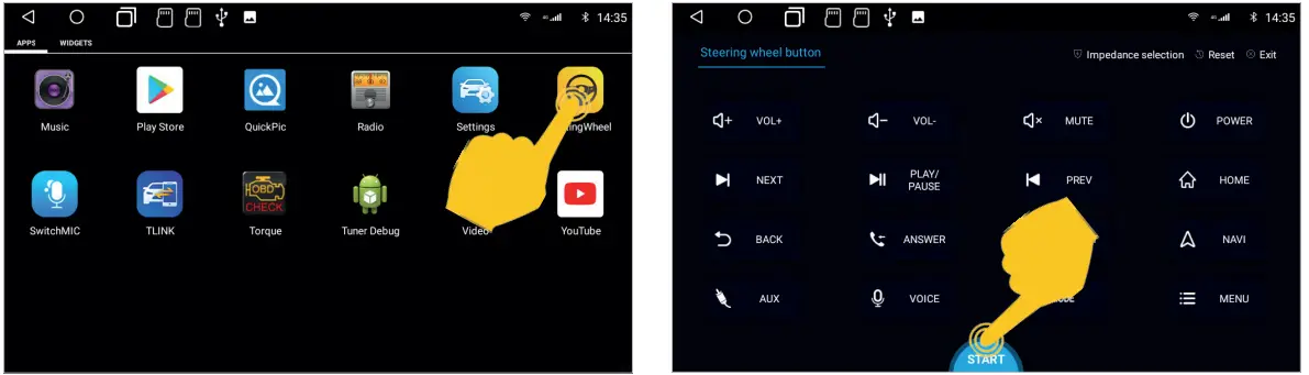 Car Media System VN1061 MA 4G Smart Naviceiver Mobile Internet Ready - Setting wheel