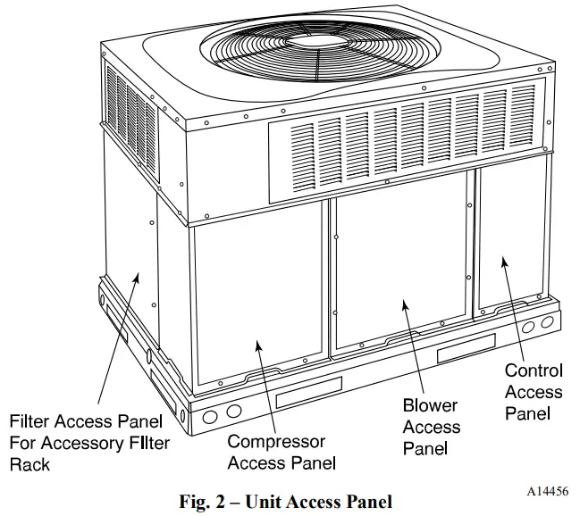 Carrier 48VG Ultra Low NOx Performance 15 Packaged Gas Furnace and AC System - Unit Access Panel