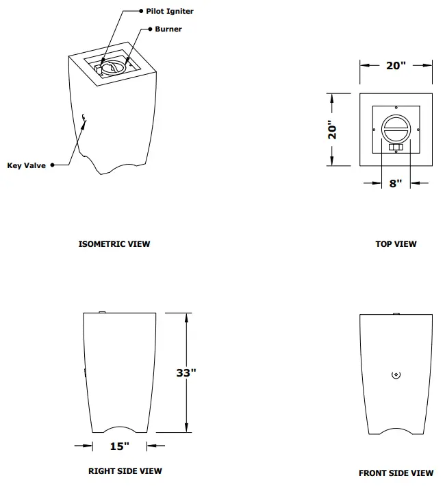THE OUTDOOR PLUS OPT-BSTON20 Baston Fire Pillar -