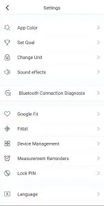 UMAX US20HRC Smart Scale - Settings