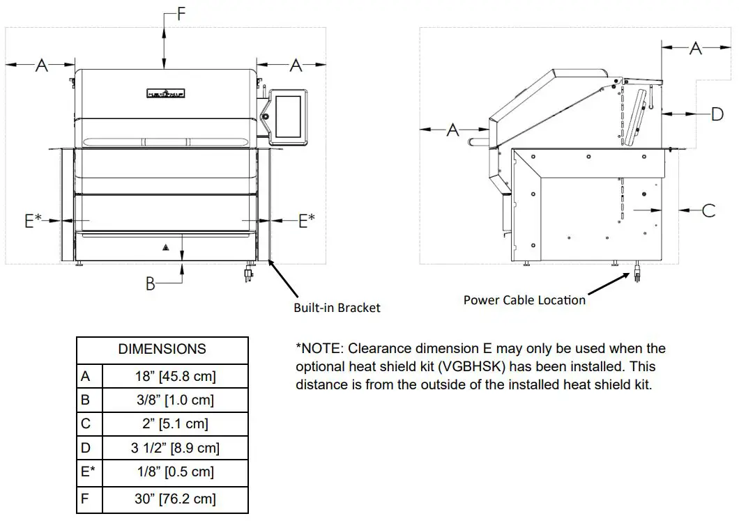 MEMPHIS VGB0002S 39-Inch Stainless Steel Built-In Grill Instruction Manual - DIMENSIONS