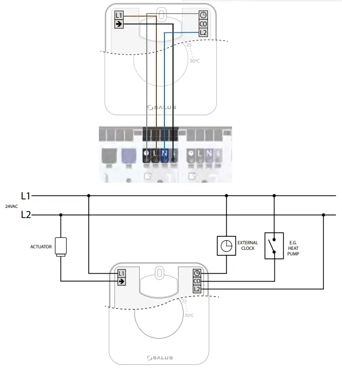SALUS Dial Thermostat HTR24 - Terminal Connection