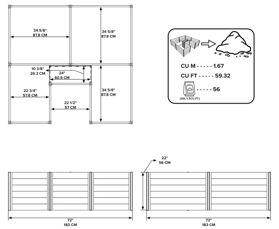 Vita 6x6 Keyhole Garden PRODUCT DIMENSIONS