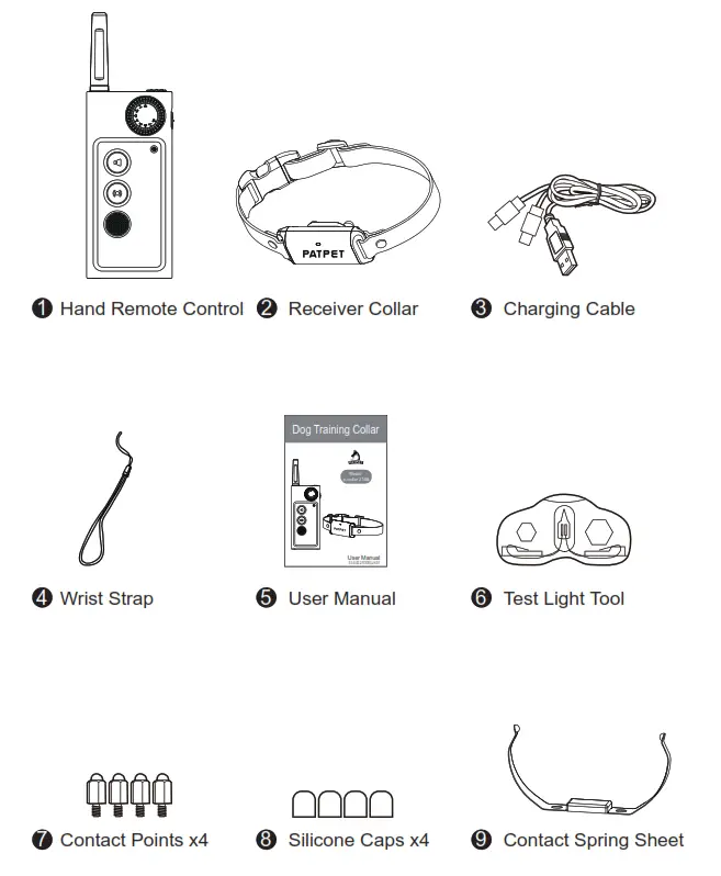 PATPET p collar 210A Dog Training Collar - Package Contents