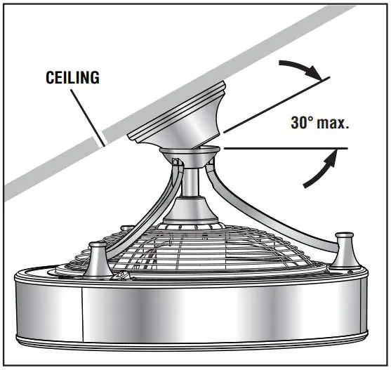 HOME DECORATORS COLLECTION SFL-550L1 Windara 22-Inch LED Indoor Covered Outdoor Brushed Nickel Ceiling Fan User Guide - Angled ceilings must not be steeper