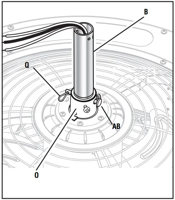 HOME DECORATORS COLLECTION SFL-550L1 Windara 22-Inch LED Indoor Covered Outdoor Brushed Nickel Ceiling Fan User Guide - Install the clevis pin