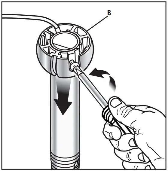 HOME DECORATORS COLLECTION SFL-550L1 Windara 22-Inch LED Indoor Covered Outdoor Brushed Nickel Ceiling Fan User Guide - Loosen the screw securing the pivot