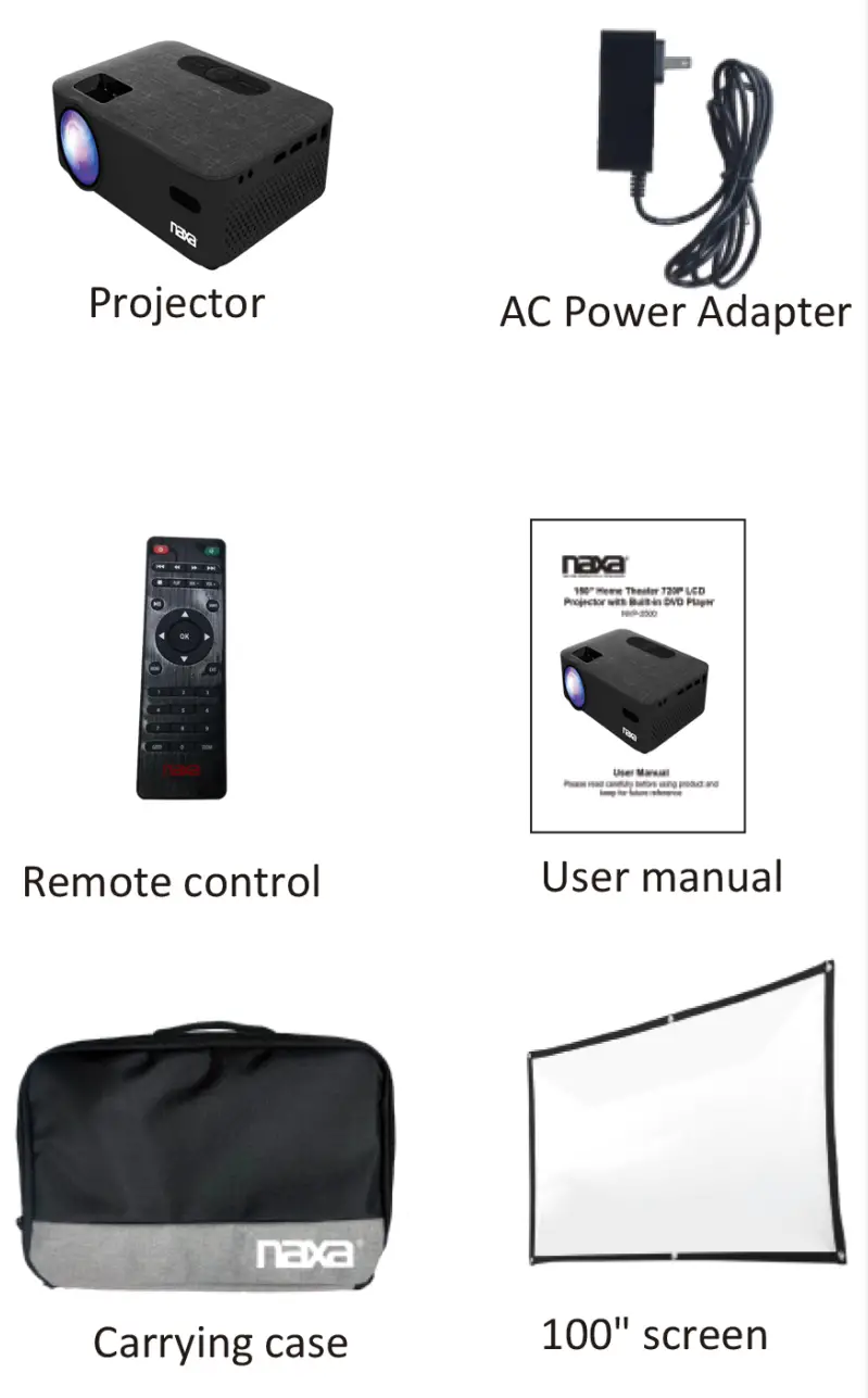 naxa NVP 2001C 150 Inch Home Theater 720P LCD Projector - parts