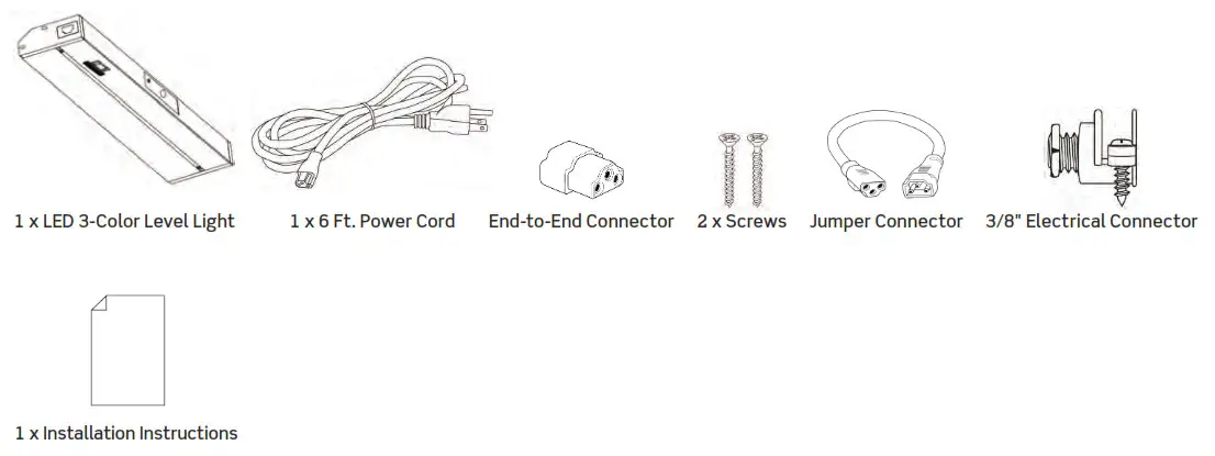 CONTECH LIGHTING LPU2121 120V LED Dimmable 3 Color Level Under Cabinet Light - Components