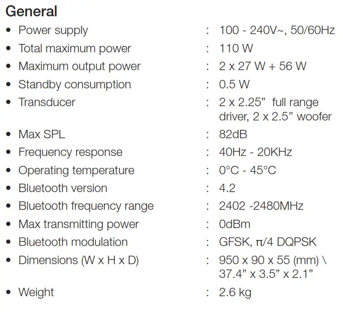 RODUCT SPECIFICATIONS