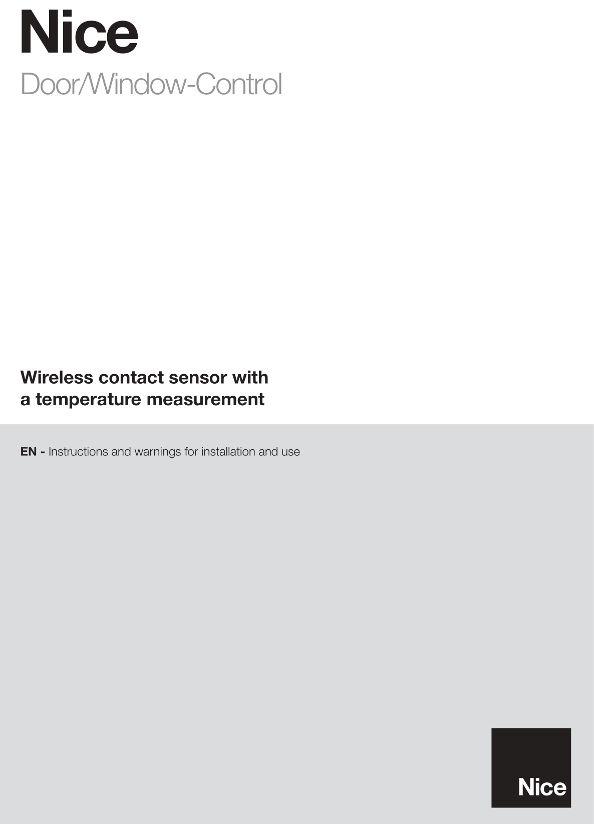 Nice FGDW-002 Wireless Contact Sensor with Temperature Measurement Instruction Manual