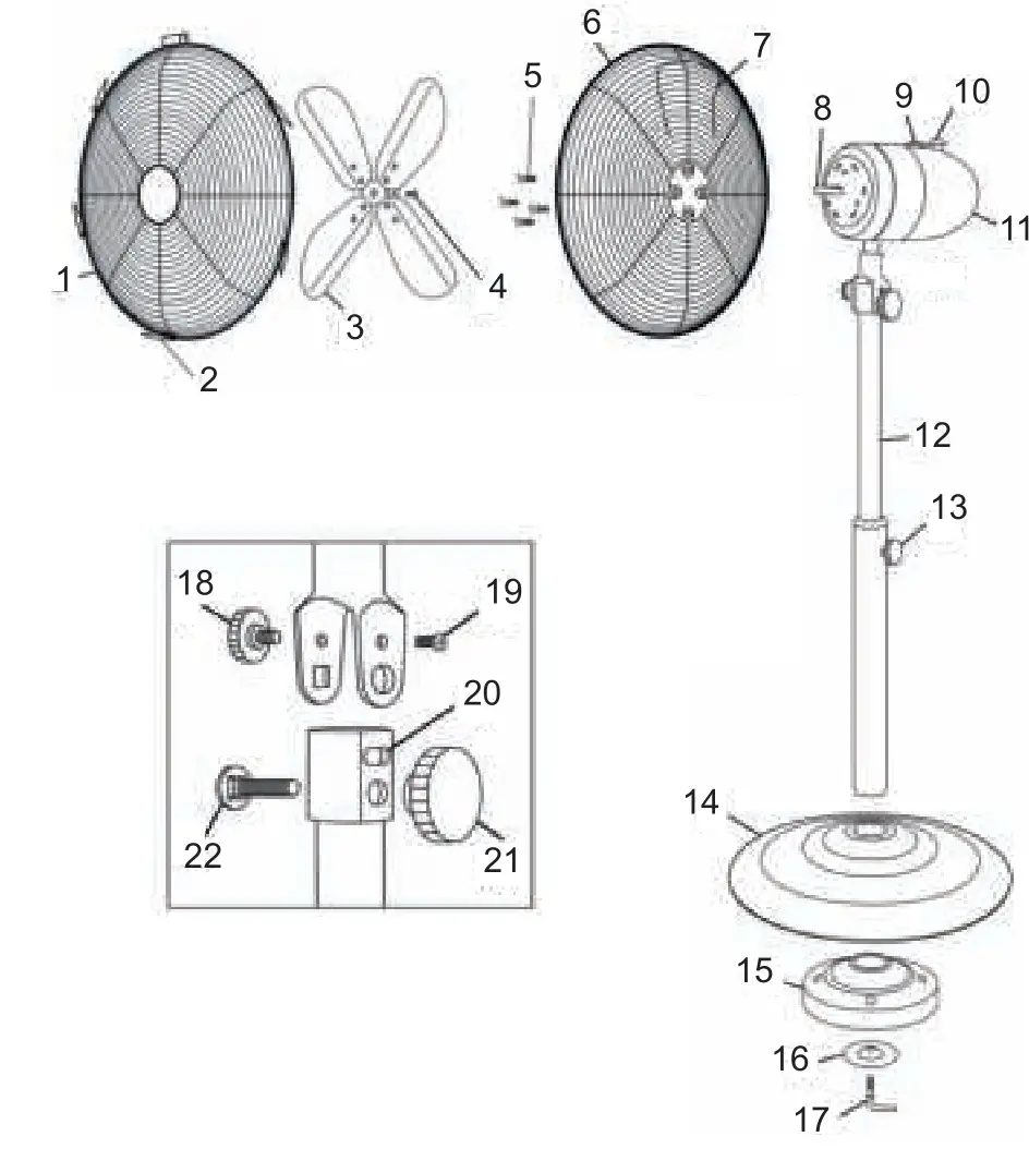 TREBS 99385 Standing Fan - FAN STRUCTURE