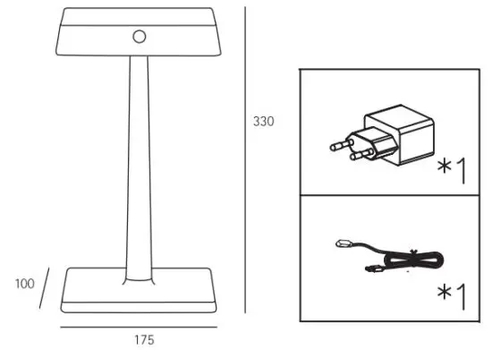 SIGOR 234343122296 Nuindie Charge Rechargeable LED Table Lamp