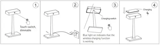 SIGOR 234343122296 Nuindie Charge Rechargeable LED Table Lamp - figure 1