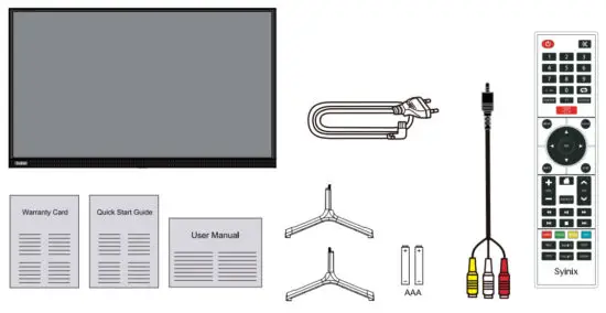 Syinix 32E1C Android TV - packaging including