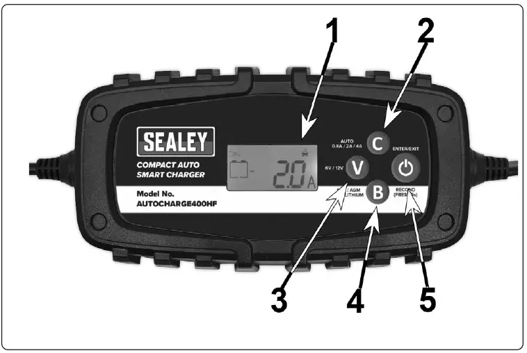 SEALEY AUTOCHARGE400HF 4A 9-CYCLE 6-12V COMPACT SMART CHARGER MAINTAINER-4