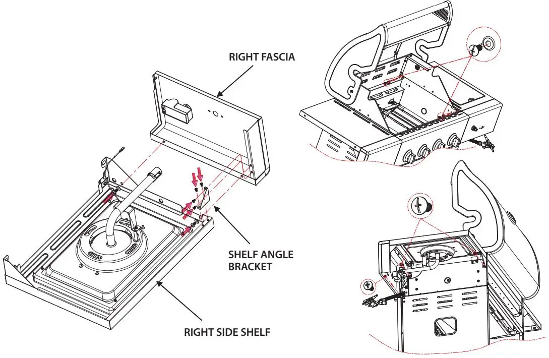 nutrichef NCGRIL2 Stainless Steel 4-Burner Propane Gas Grill User Guide - Attach the Right Side Shelf