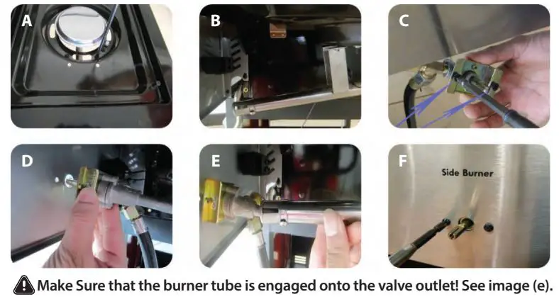 nutrichef NCGRIL2 Stainless Steel 4-Burner Propane Gas Grill User Guide - Fit the Side Burner and Hose Assembly