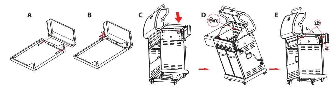 nutrichef NCGRIL2 Stainless Steel 4-Burner Propane Gas Grill User Guide - Left Side Shelf