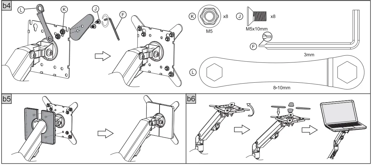 VISION VFM DA 4 Black Monitor Desk Arm - fig 2