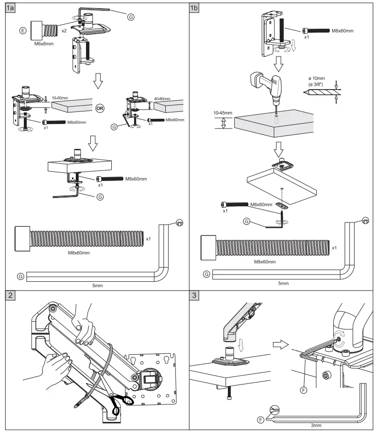 VISION VFM DA 4 Black Monitor Desk Arm - fig