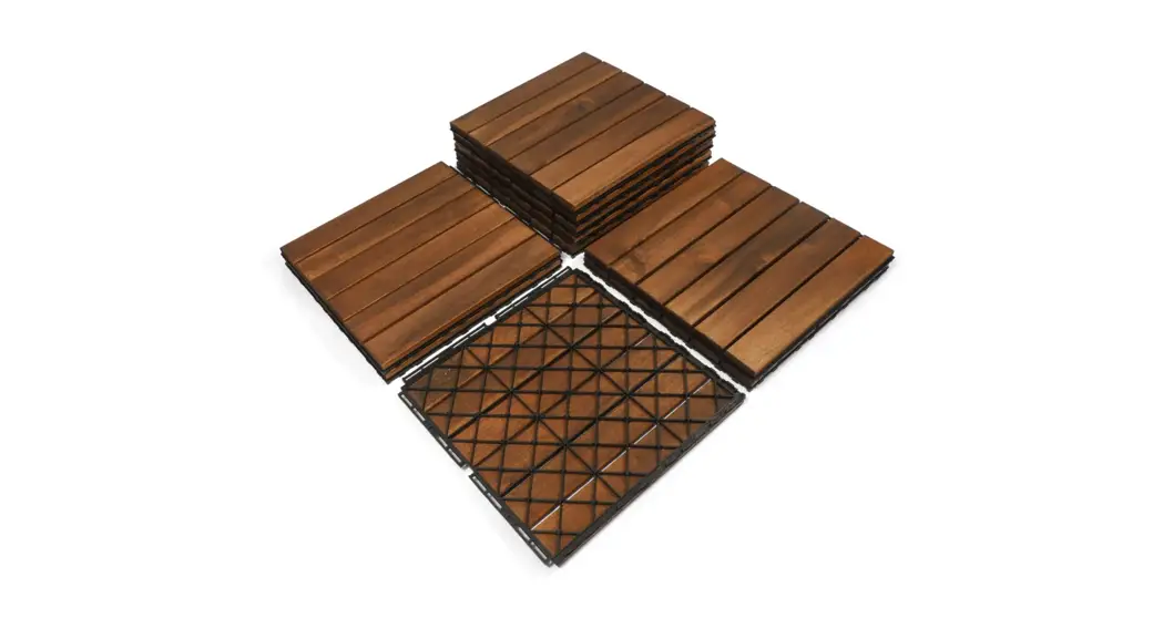 Beefurni Sxb40841 12 Inch Light Gray Square Acacia Wood Interlocking Flooring Tiles Instruction Manual