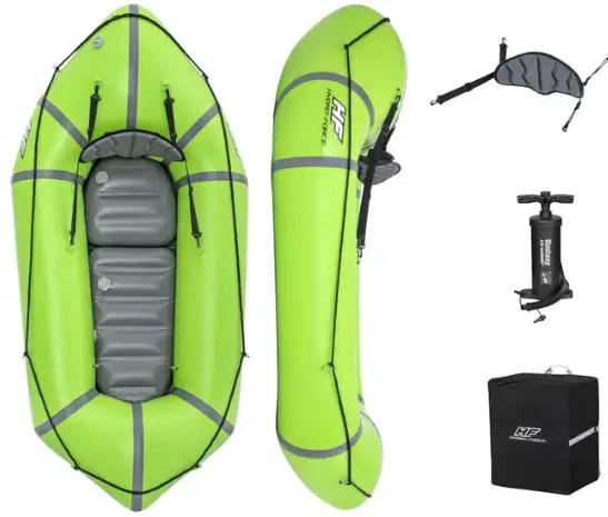 Bestway 65146 Hydro-Force Wayfarer Green Canoe Inflatable Packraft Set-PRO