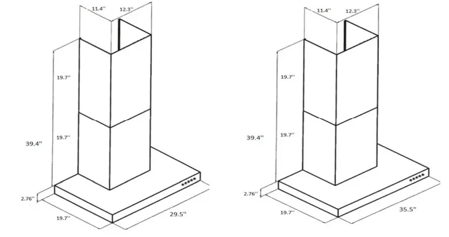 AVG AVW-368CS 36 Inch Wall Mounted Hood - Figure 1