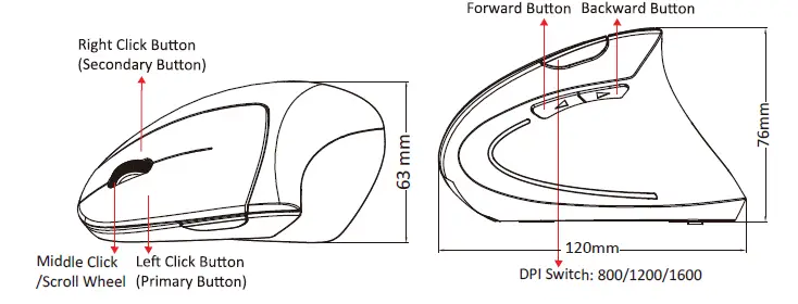 perixx PERIMICE-713 N Wireless Ergonomic Vertical Mouse fig (3)