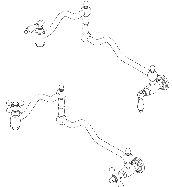 KINGSTON KS3107BAL Brass Two-Handle Wall Mount Pot Filler In Polished Brass - Featured Image