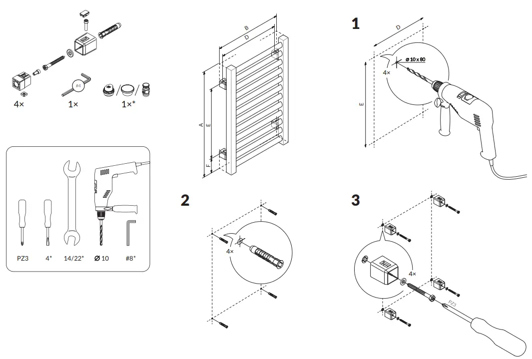 TERMA 985BTU Fiona Towel Rail - Fig 2