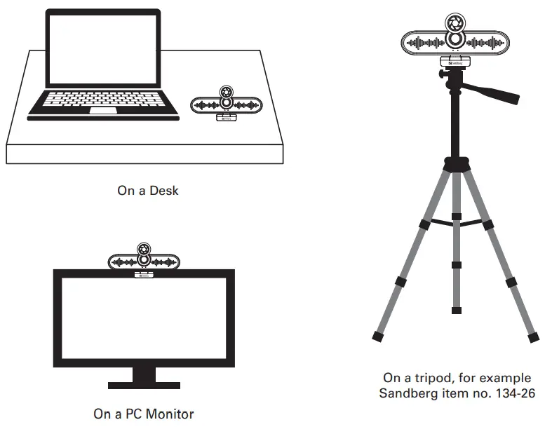 Sandberg All-in-1 ConfCam 4K 4Mic - Mounting