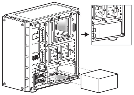 CORSAIR iCUE 465X RGB Mid Tower Smart Case -INSTALLING PSU