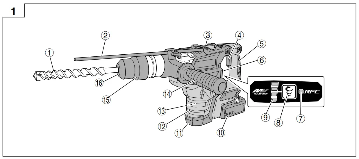 HiKOKI DH36DMAWAZ Cordless Combined Hammer 36V - fig 1
