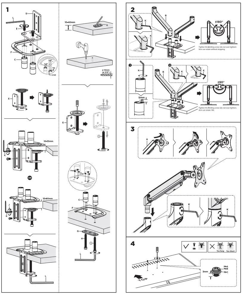 TooQ DB4132TNR Desk Stand 2 Screens 17 Inch and 32 Inch - fig 4