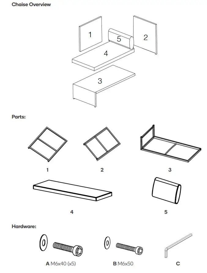 kogan OVLOUISLSGA Louise Lounge Set - COMPONENTS
