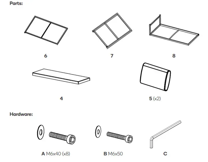 kogan OVLOUISLSGA Louise Lounge Set - Parts