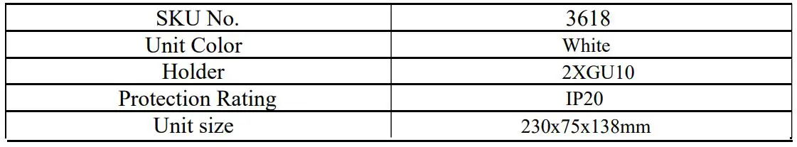V-TAC VT-789 Spotlight Fitting - TECHNICAL DATA